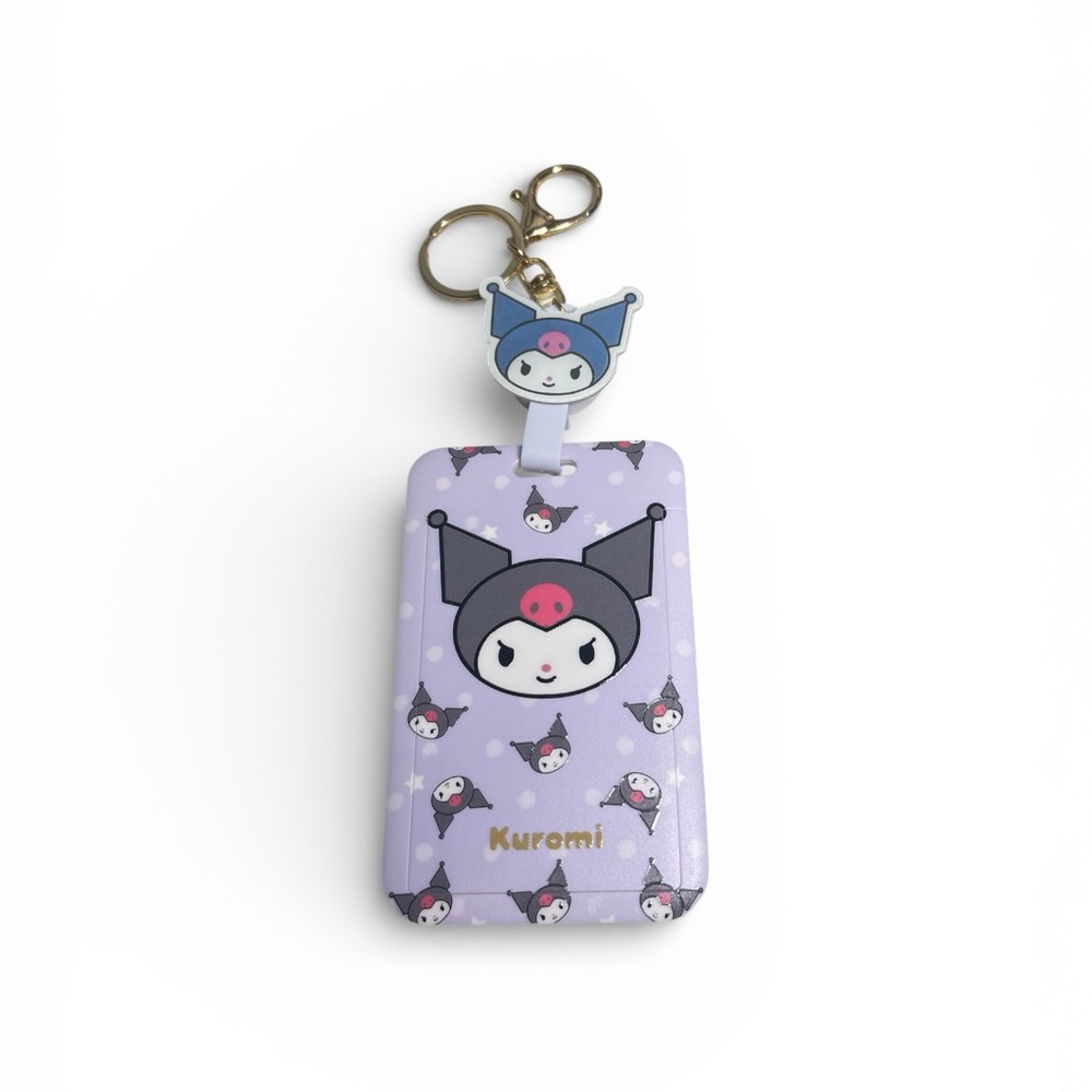 Kuromi Purple Retractable Card Holder with Keychain